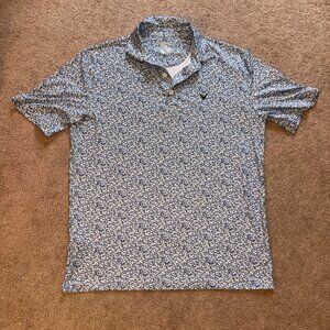 Men's Callaway OptiDri Performance Polo Shirt Blue/White Mini Print M